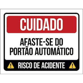 Kit 10 Placa Afaste-Se Portão Automático Risco 36X46