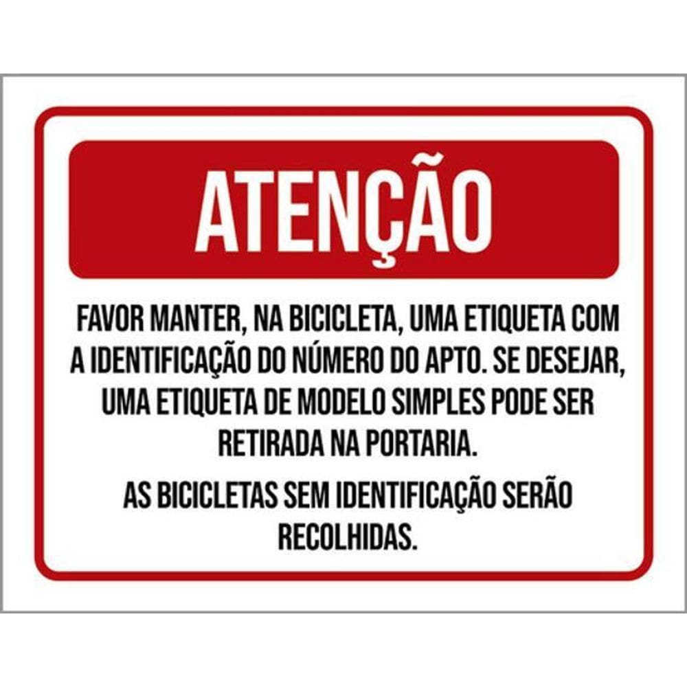 Kit 3 Placa Favor Bicicleta Etiqueta Identificação 36X46