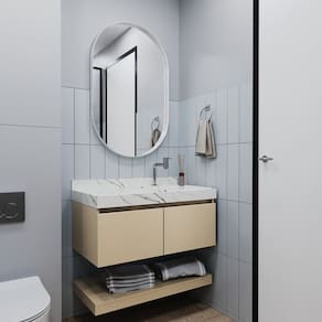 Gabinete/toucador para Banheiro 80cm Melissa com Cuba Esculpida em Porcelanato Capuccino