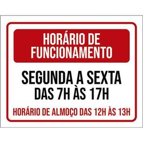 Kit 3 Placa Horário Funcionamento Segunda Sexta 7 17H 36X46