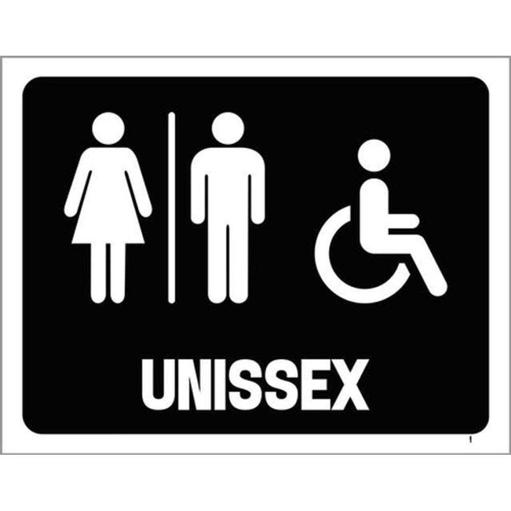Kit 3 Placas Banheiro Unissex Acessibilidade 36X46