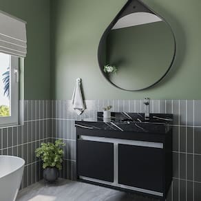 Gabinete/toucador para Banheiro Paula 80cm com Cuba Esculpida em Porcelanato Preto