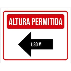 Kit 5 Placas Altura Permitida Seta Esquerda 36X46