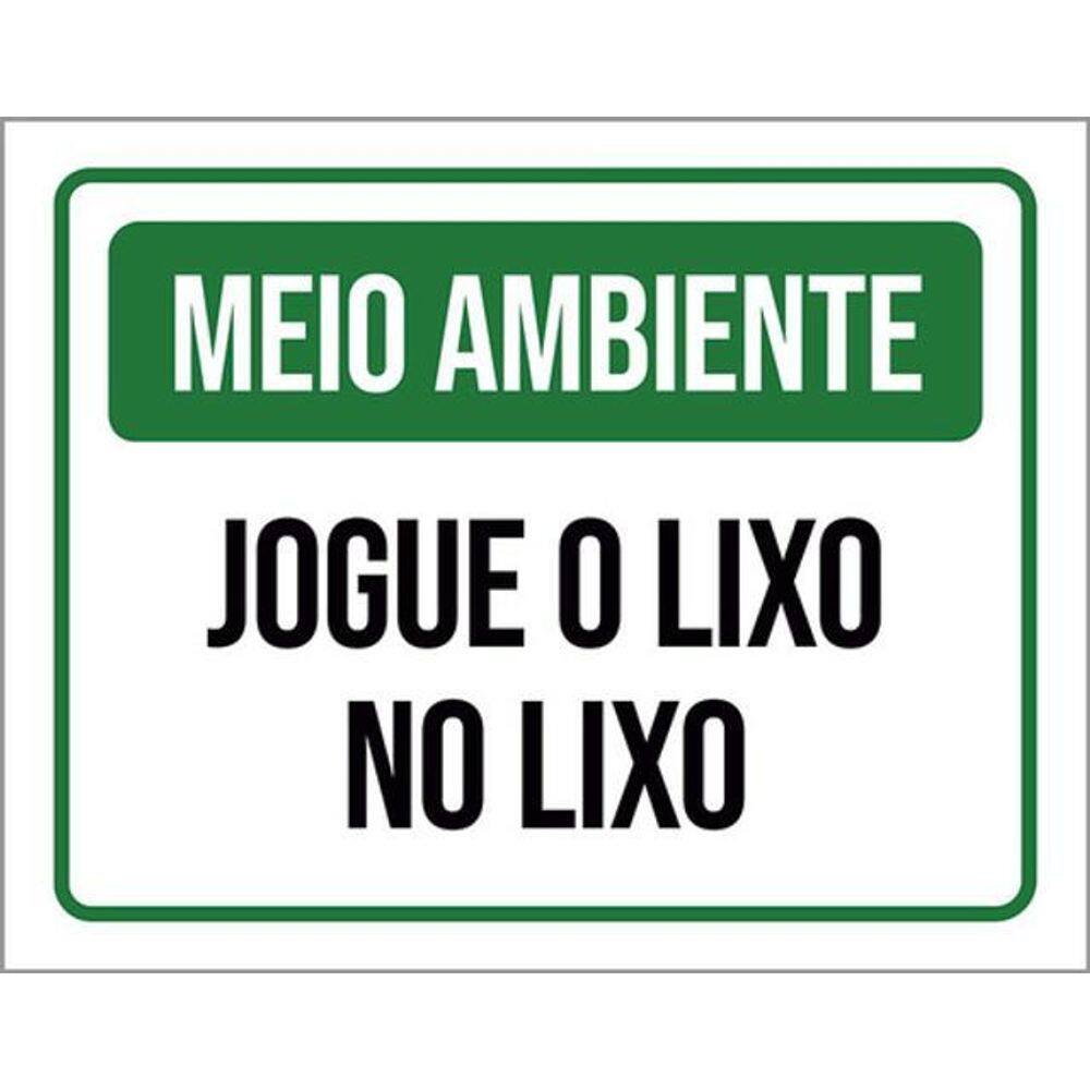 Kit 5 Placas Meio Ambiente Jogue Lixo No Lixo Verde 36X46