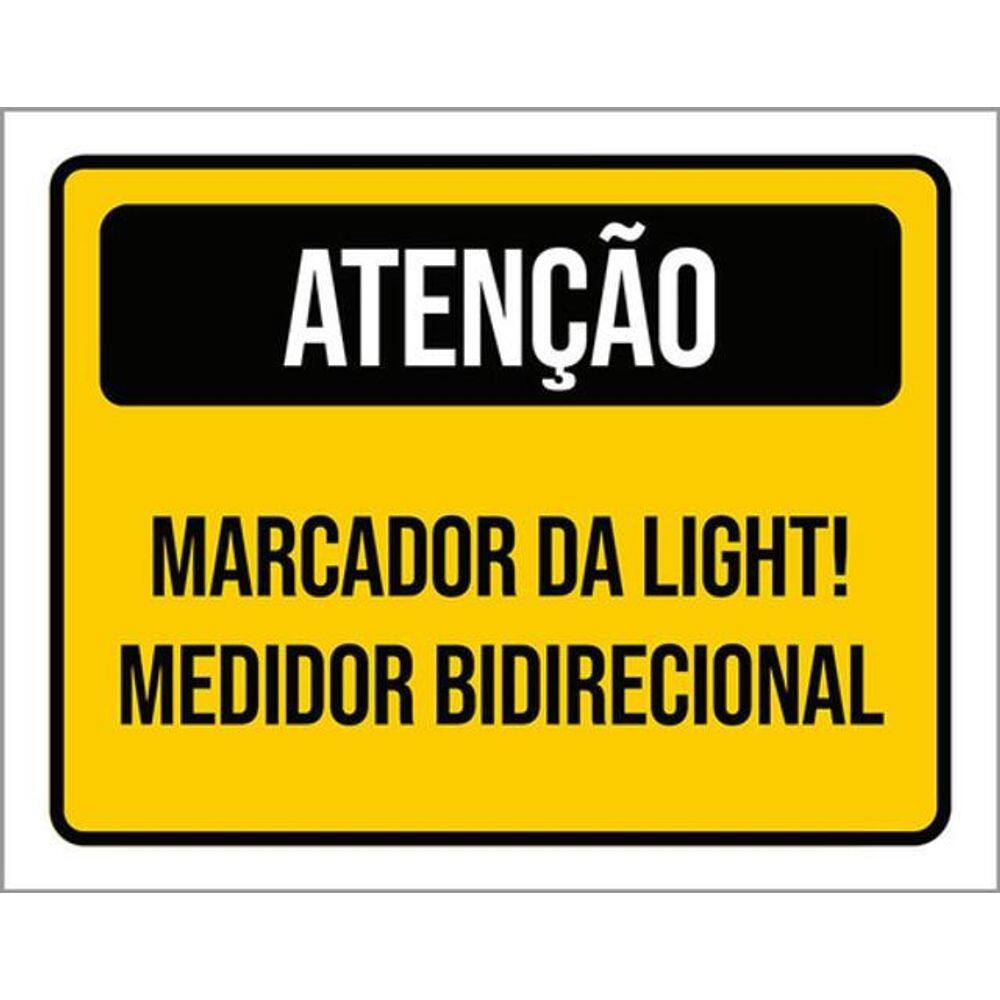 Kit 5 Placas Amarela Atenção Marcador Da Light 36X46
