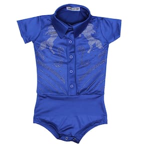 Body Manga Curta Infantil Bordado Azul Country City 36881