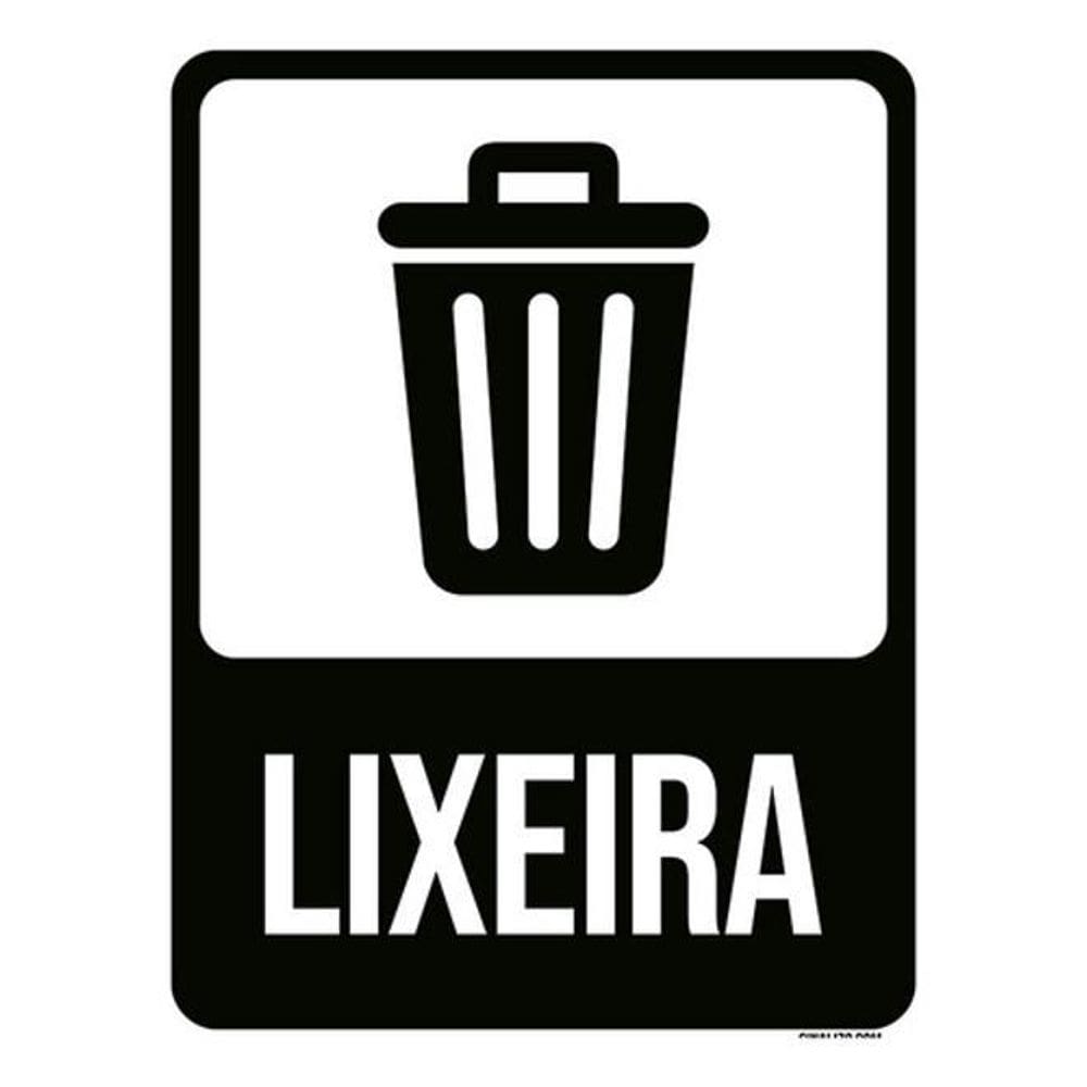 Kit 3 Placas Lixeira Ícone Preta 36X46