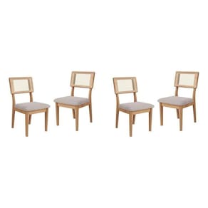 Conjunto 4 Cadeiras para Sala de Jantar Ca35 Freijó/Bege