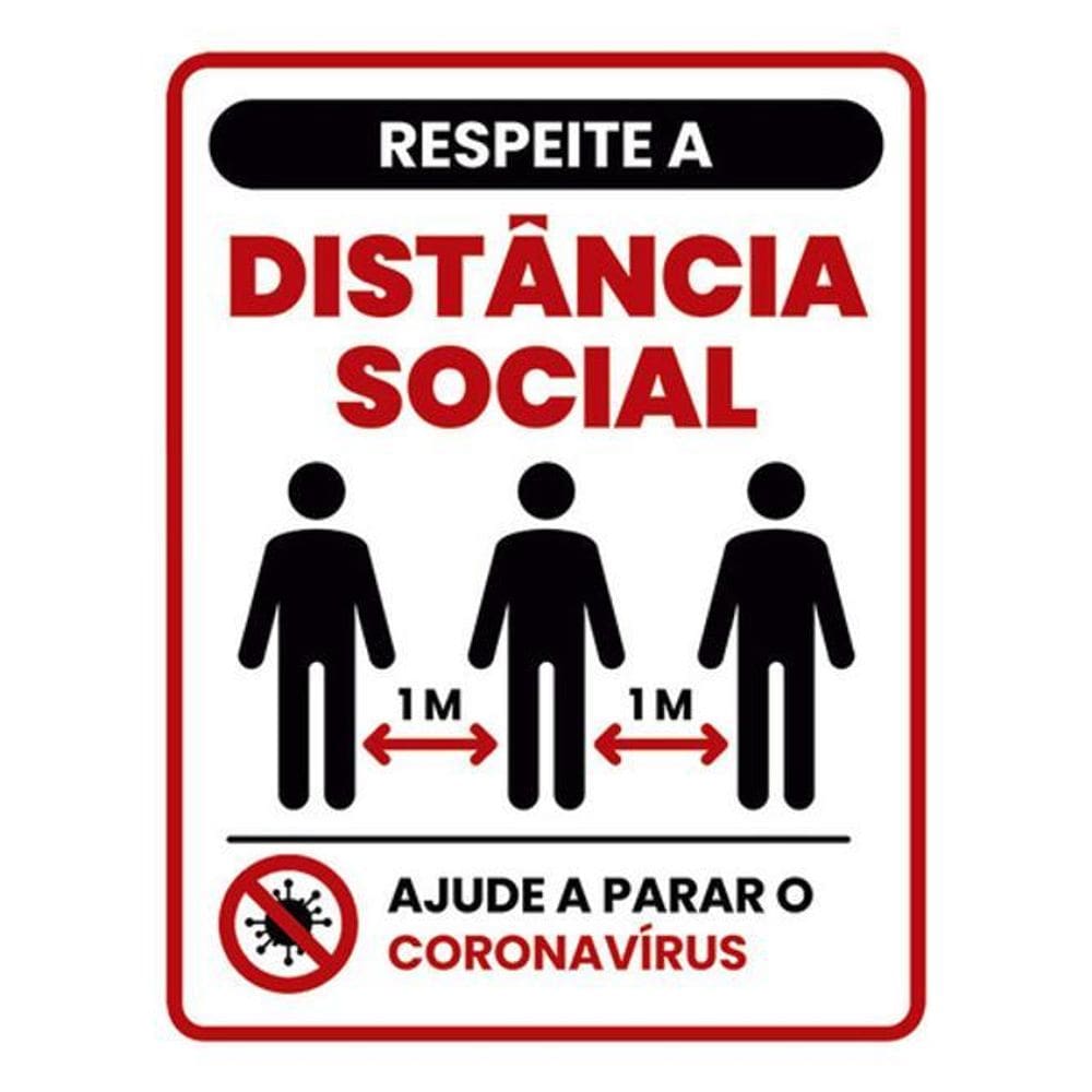 Kit 5 Placas Respeite Distância Social 1 Metro 36X46
