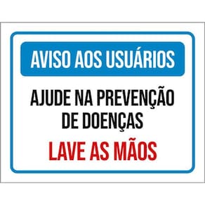 Kit 10 Placa Usuários Aju Prevenção Doenças Mãos 36X46