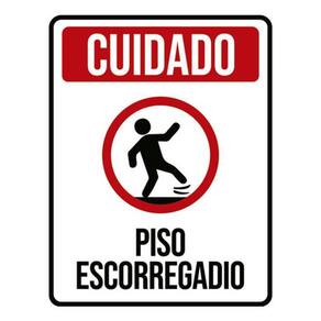 Placa Sinalização - Cuidado Piso Escorregadio 36X46