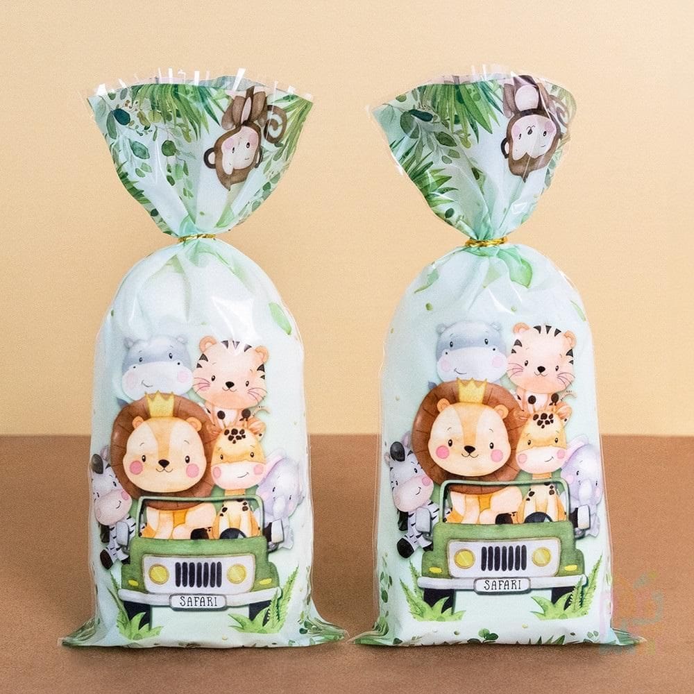 Saquinho Surpresa Festas Animais Safari 27X12Cm 20 Unidades