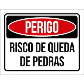 Kit 5 Placas Perigo Risco Queda Pedras 36X46