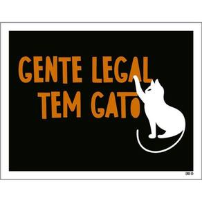 Kit 5 Placas Gente Legal Tem Gato Desenho 36X46