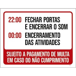Kit 3 Placa 22H Fechar Portas Encerrar Encerramento 36X46