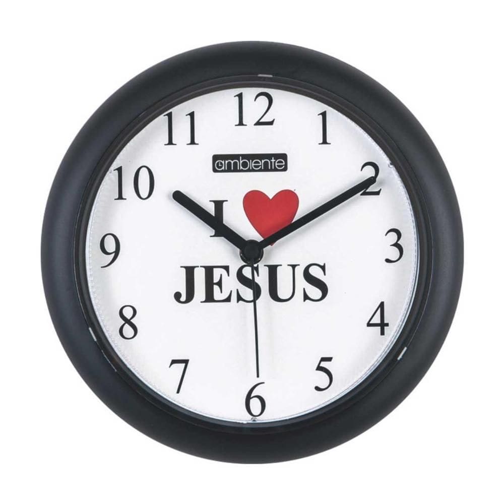 Relógio De Parede Ambiente Eu Amo Jesus 191800-034 Preto