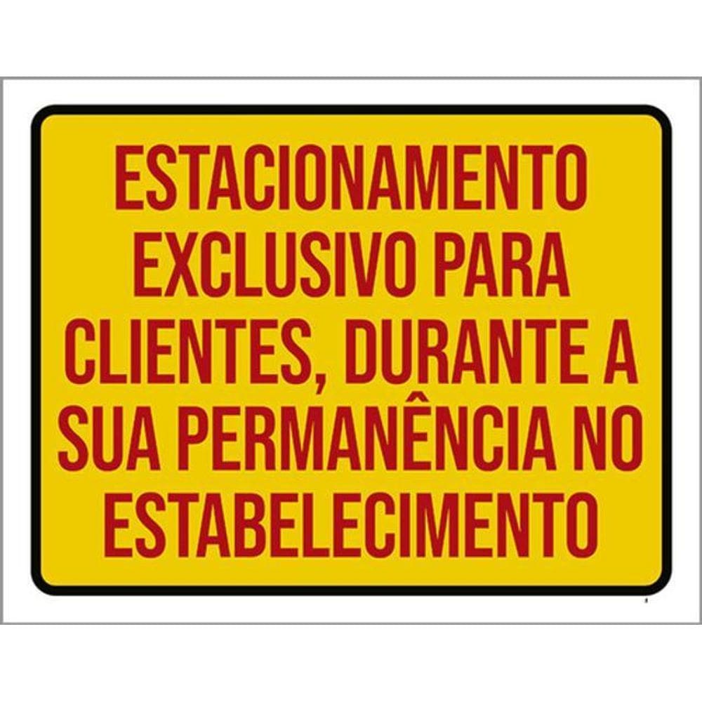 Kit 3 Placas Estacionamento Exclusivo Estabelecimento 36X46