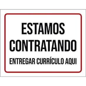 Kit 10 Placas Estamos Contratando Currículo 36X46