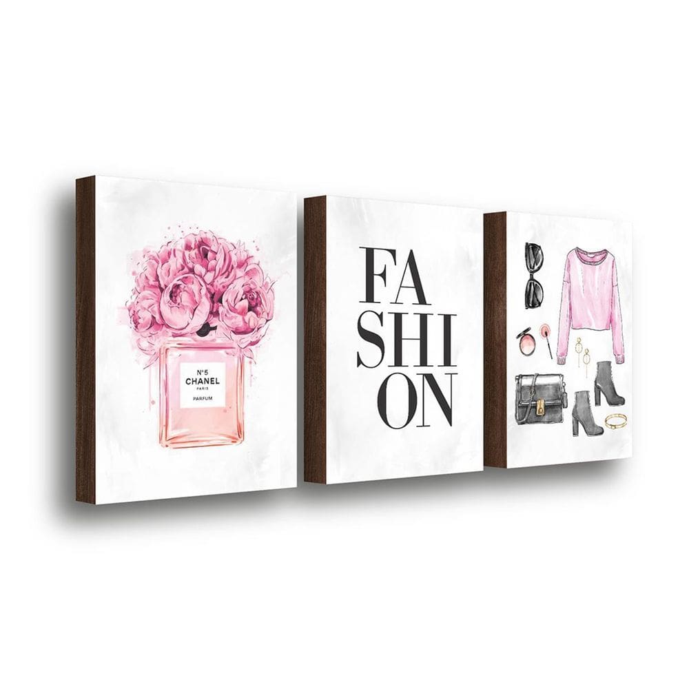 Kit 3 Quadros Decorativos Faschion Rose 30X40Cm