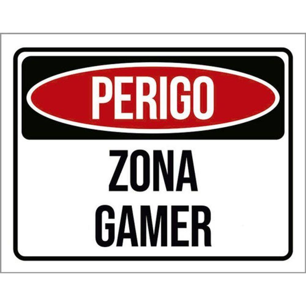 Kit 3 Placas Perigo Zona Gamer 36X46
