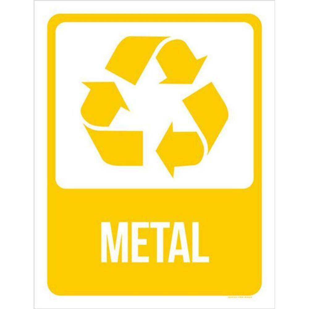 Kit 5 Placas Lixo Amarela Metal 36X46