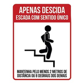 Kit 3 Placas Apenas Descida Escada Sentido Único 36X46