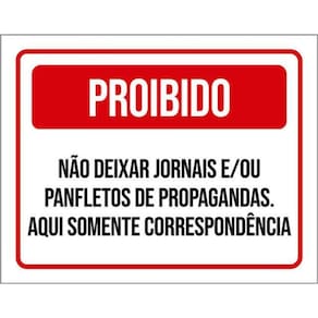 Kit 5 Placas Não Deixar Jornais Panfletos 36X46