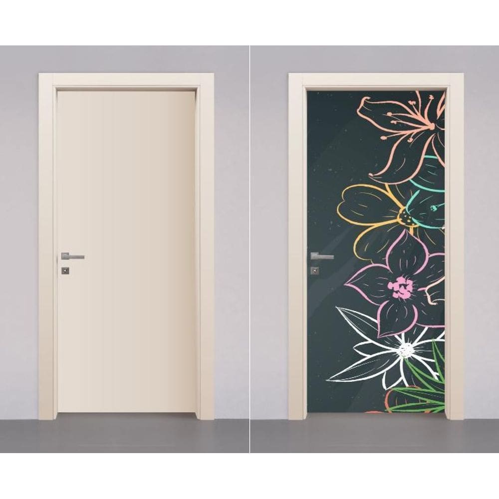 Adesivo Envelopamento Decorativo De Porta Flores Floral