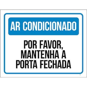 Kit 3 Placa Ar Condicionado Mantenha Fechada Azul 36X46