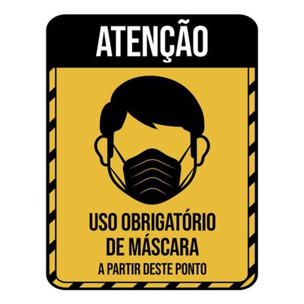 Kit 3 Placas Obrigatório Máscara Ponto 36X46