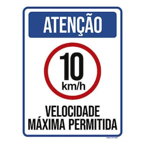 Kit 3 Placas Velocidade Máxima Permitida 10Km 36X46