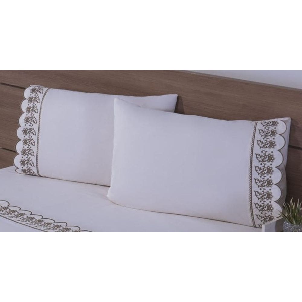 2 Fronhas 50Cmx70Cm 100% Algodão 200 Fios Palha Barrado