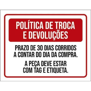Kit 5 Placas Política De Troca E Devoluções 36X46
