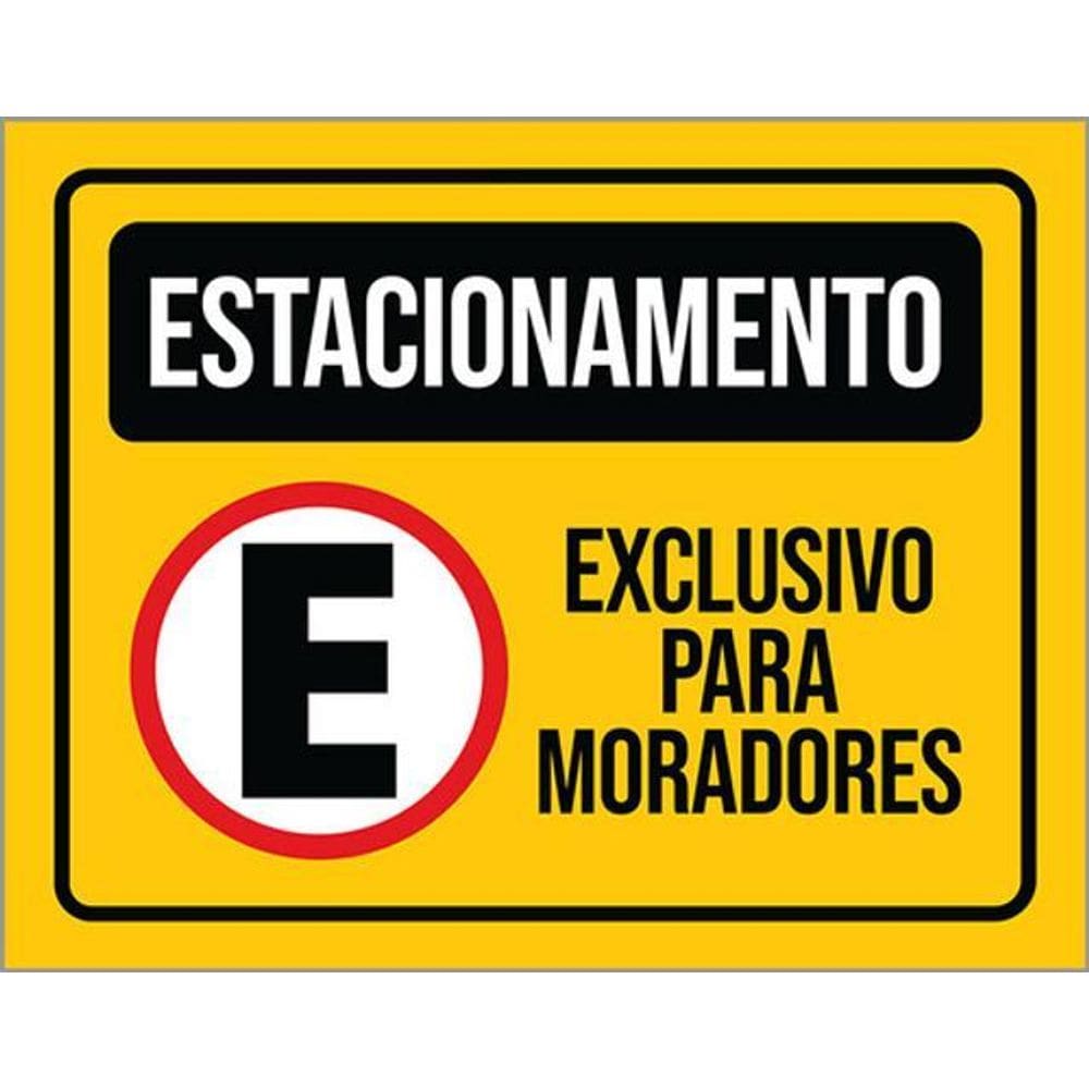 Kit 3 Placas Estacionamento Exclusivo Moradores 36X46