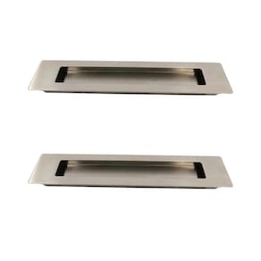 Kit 2 Puxador Concha Embutir Porta Inox 304 Escovado 25 Cm