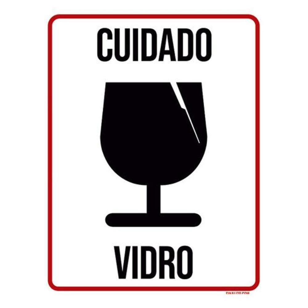 Kit 5 Placas Cuidado Vidro Frágil Ícone 36X46
