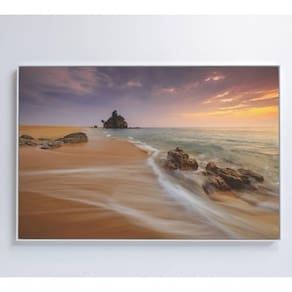 Quadro Praia E Rochas Medidas 90x60 Cm Impressão Vidro Acrílico