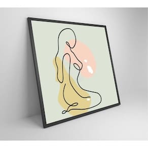 Quadro Feminino Silhueta Artística Contínua Medidas 60x60 Cm Impressão Adesivo Fotográfico