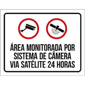 Kit 10 Placas Área Monitorada Câmera Satélite 24 Horas 36X46