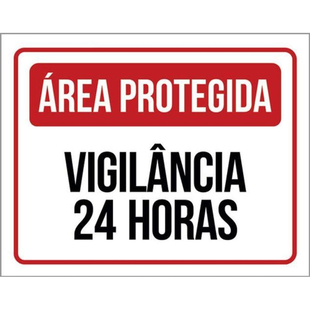 Kit 3 Placas Área Protegida Vigilância 24 Horas 36X46