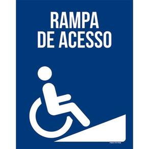 Placa Sinalização - Rampa De Acesso Azul Ml325 36X46