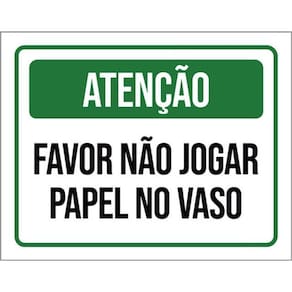 Kit 10 Placa Favor Jogar Papel No Vaso Ver 36X46