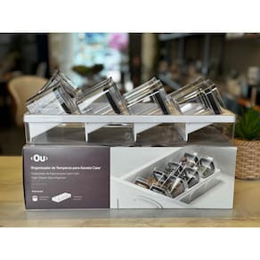 Organizador Temperos Clear 9 Pecas Branco Fechado Ou