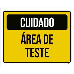 Kit 3 Placas Cuidado Área De Teste Amarelo 36X46