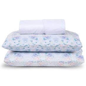 Jogo Cama Lençol Verace King Percal 300 Fios c/ Fronhas Estampadas 3 Peças - Branco