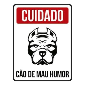 Kit 3 Placas Cuidado Cão De Mau Humor Vermelha 36X46