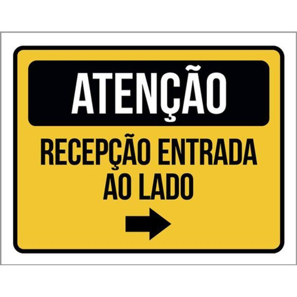 Kit 3 Placas Atenção Recepção Entrada Ao Lado 36X46