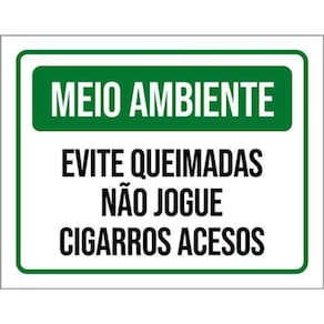Kit 10 Placa Meio Ambiente Evite Queimadjogue Cigarros36X46
