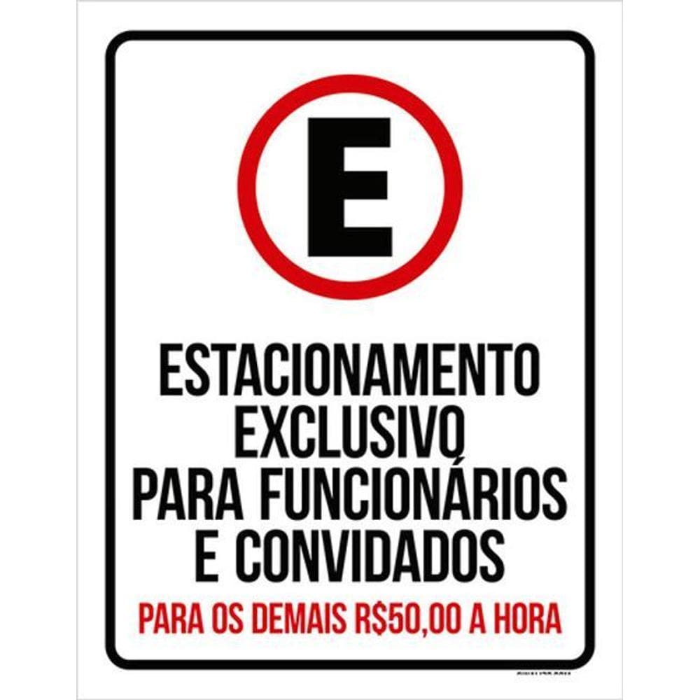 Kit 3 Placas Estacionamento Funcionários E Convidados 36X46