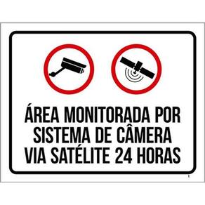 Kit 3 Placas Área Monitorada Câmera Satélite 24 Horas 36X46